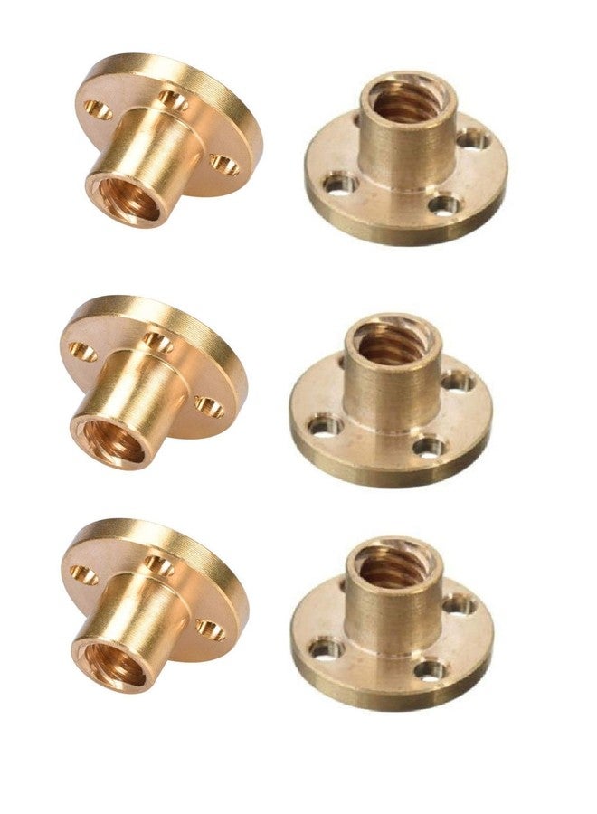 INVENTO 6Pcs M6 nut 1mm Pitch 6mm T Nut Brass round Flange Single Nut for 3D Printer CNC Robotics - Image 1